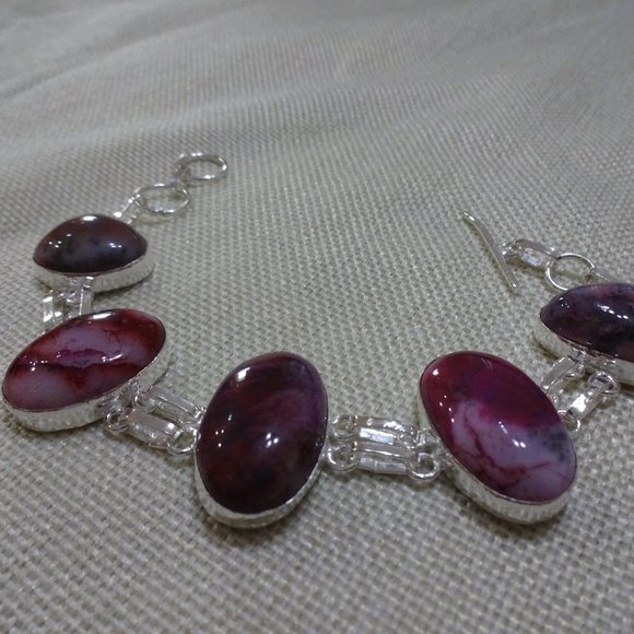 Gorgeous "DENDRITE OPAL" Handmade Sterling Bracelet Size 8" #871A - Picture 1 of 3
